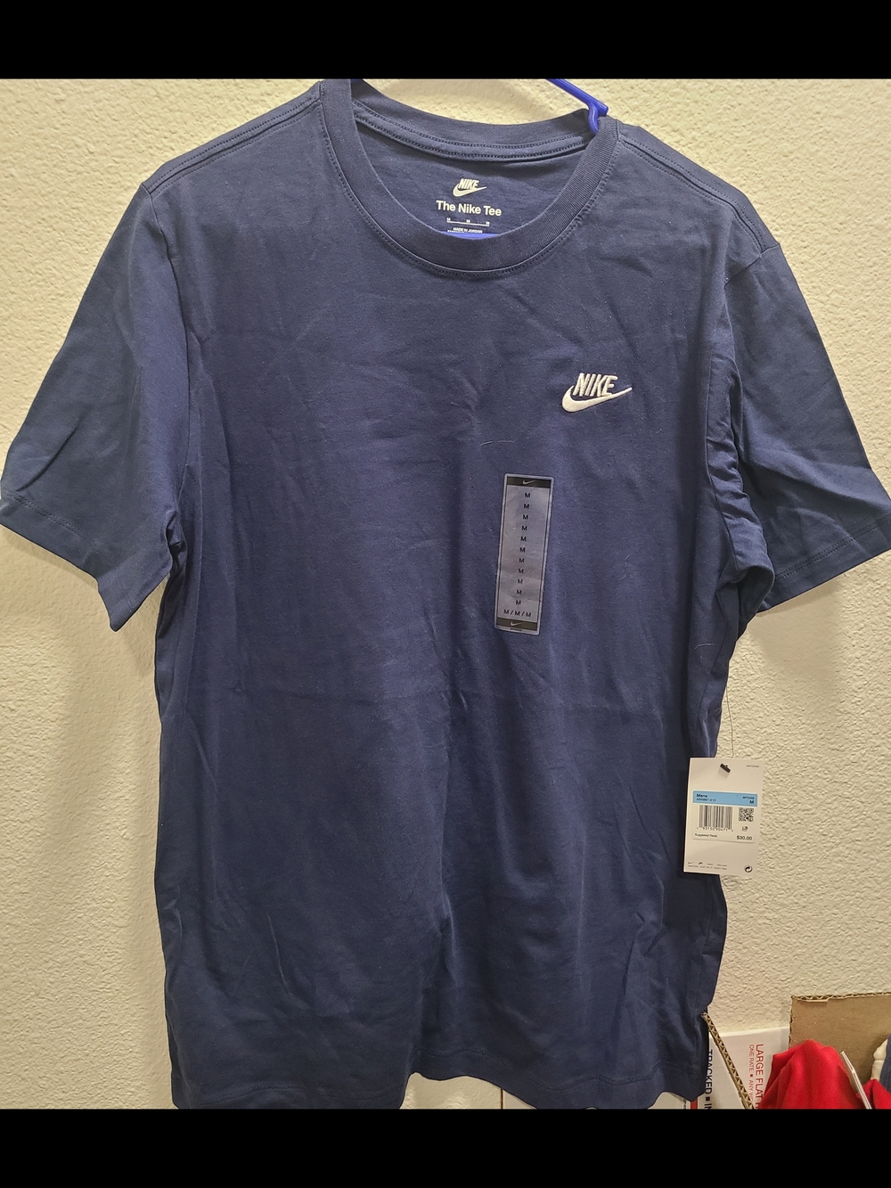 Nike Short Sleeve Tee in Dark Blue with White Logo